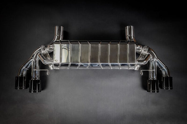 BMW M5 CS (F90) Capristo Cat-back Exhaust system to suit OEM actuators incl. MSD replacement pipes and anodized tips in wicrom black - 02BM03803034