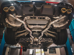 BMW M5 CS (F90) Capristo Cat-back Exhaust system to suit OEM actuators incl. MSD replacement pipes and anodized tips in wicrom black - 02BM03803034