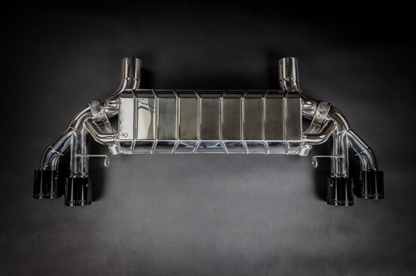 BMW M5 CS (F90) Capristo Cat-back Exhaust system to suit OEM actuators incl. MSD replacement pipes and anodized tips in wicrom black - 02BM03803034