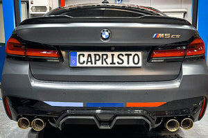 BMW M5 CS (F90) Capristo Cat-back Exhaust system to suit OEM actuators incl. MSD replacement pipes and anodized tips in wicrom black - 02BM03803034