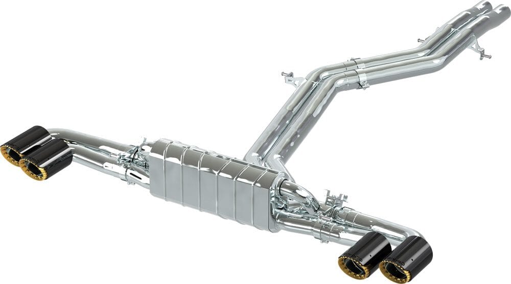 Capristo Exhaust System for Audi SQ8 for use with OEM Actuators, colored anodized oblique tailpipes (Black) 