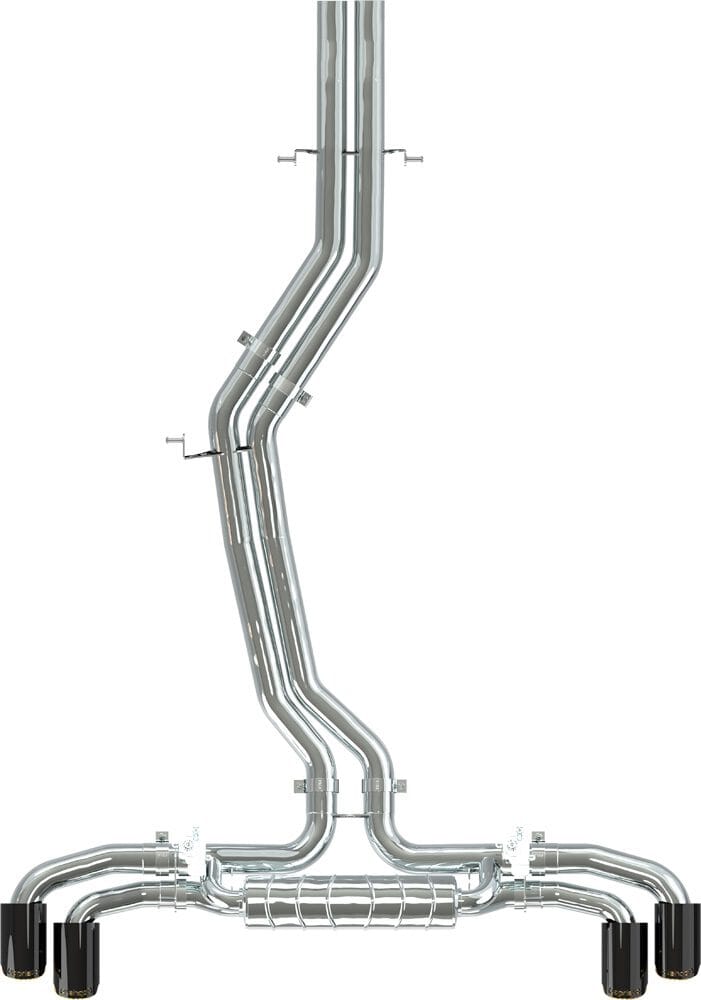 Capristo Exhaust System for Audi SQ8 for use with OEM Actuators, colored anodized oblique tailpipes (Black) 